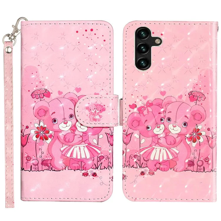 For Samsung Galaxy S24 FE Case 3D Pattern Leather Wallet Flip Phone Cover with Strap