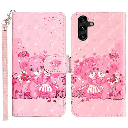 For Samsung Galaxy S24 FE Case 3D Pattern Leather Wallet Flip Phone Cover with Strap