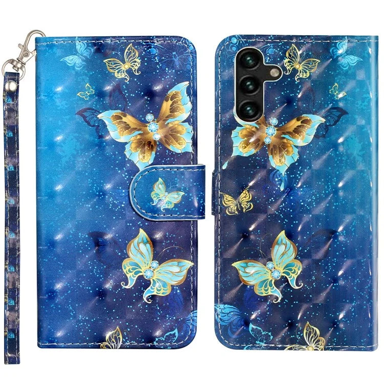 For Samsung Galaxy S24 FE Case 3D Pattern Leather Wallet Flip Phone Cover with Strap