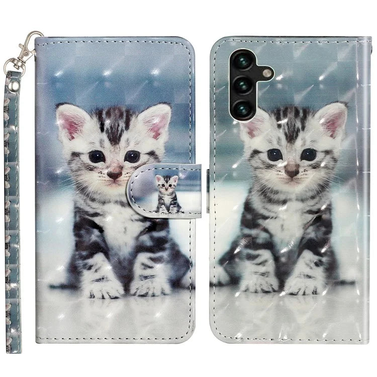 For Samsung Galaxy S24 FE Case 3D Pattern Leather Wallet Flip Phone Cover with Strap