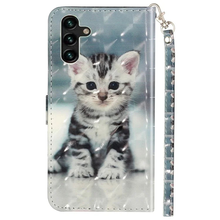 For Samsung Galaxy S24 FE Case 3D Pattern Leather Wallet Flip Phone Cover with Strap
