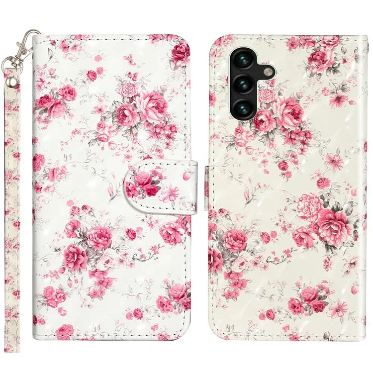 For Samsung Galaxy S24 FE Case 3D Pattern Leather Wallet Flip Phone Cover with Strap