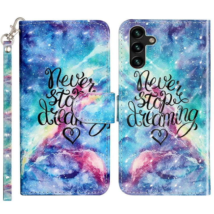 For Samsung Galaxy S24 FE Case 3D Pattern Leather Wallet Flip Phone Cover with Strap