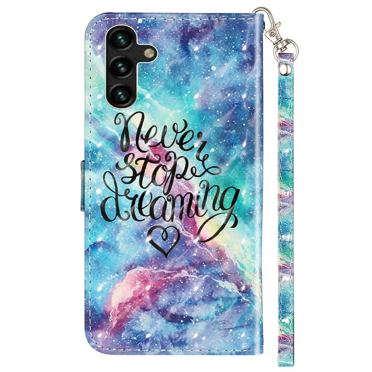 For Samsung Galaxy S24 FE Case 3D Pattern Leather Wallet Flip Phone Cover with Strap