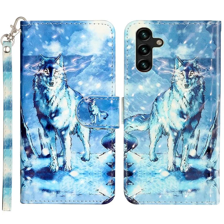 For Samsung Galaxy S24 FE Case 3D Pattern Leather Wallet Flip Phone Cover with Strap
