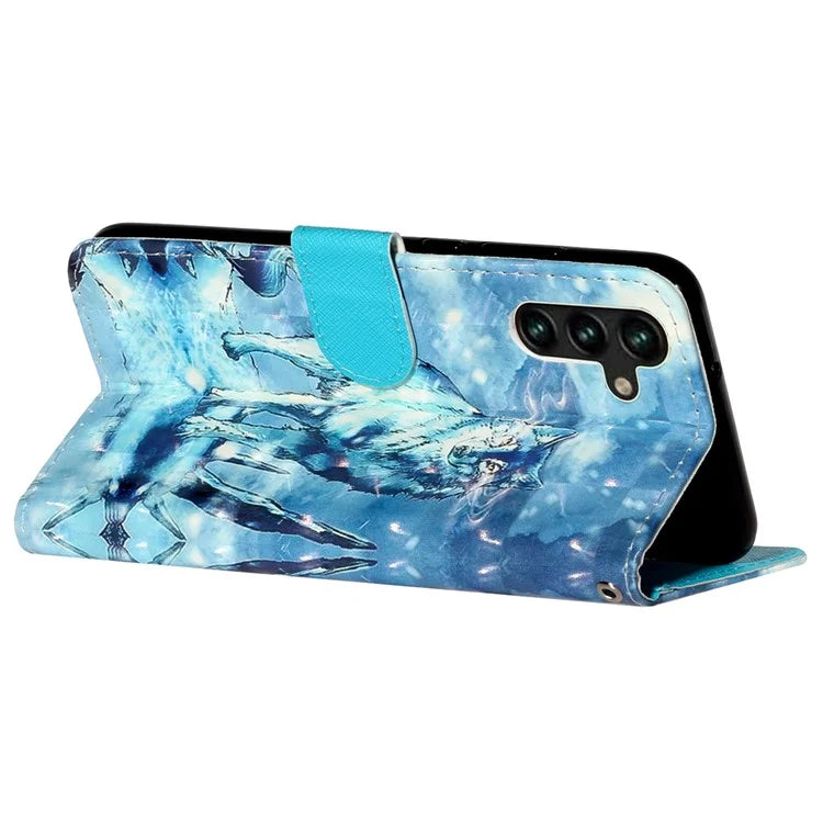 For Samsung Galaxy S24 FE Case 3D Pattern Leather Wallet Flip Phone Cover with Strap