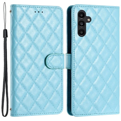 For Samsung Galaxy S24 FE Case Rhombus Pattern Leather Wallet Phone Cover with Strap
