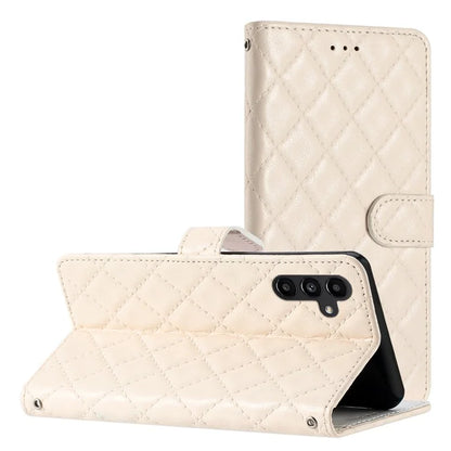 For Samsung Galaxy S24 FE Case Rhombus Pattern Leather Wallet Phone Cover with Strap