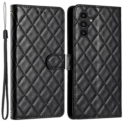 For Samsung Galaxy S24 FE Case Rhombus Pattern Leather Wallet Phone Cover with Strap