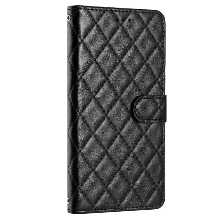 For Samsung Galaxy S24 FE Case Rhombus Pattern Leather Wallet Phone Cover with Strap