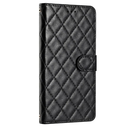 For Samsung Galaxy S24 FE Case Rhombus Pattern Leather Wallet Phone Cover with Strap