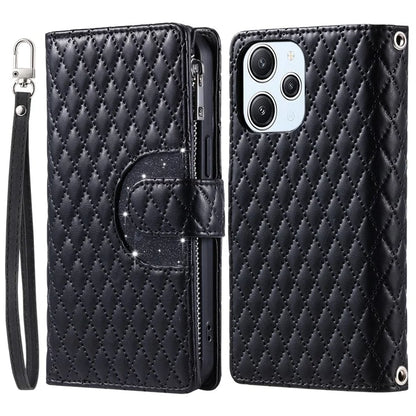 Style 012 for Xiaomi Redmi 13 5G / 13 4G Case Zipper Pocket PU Leather Rhombus Phone Cover