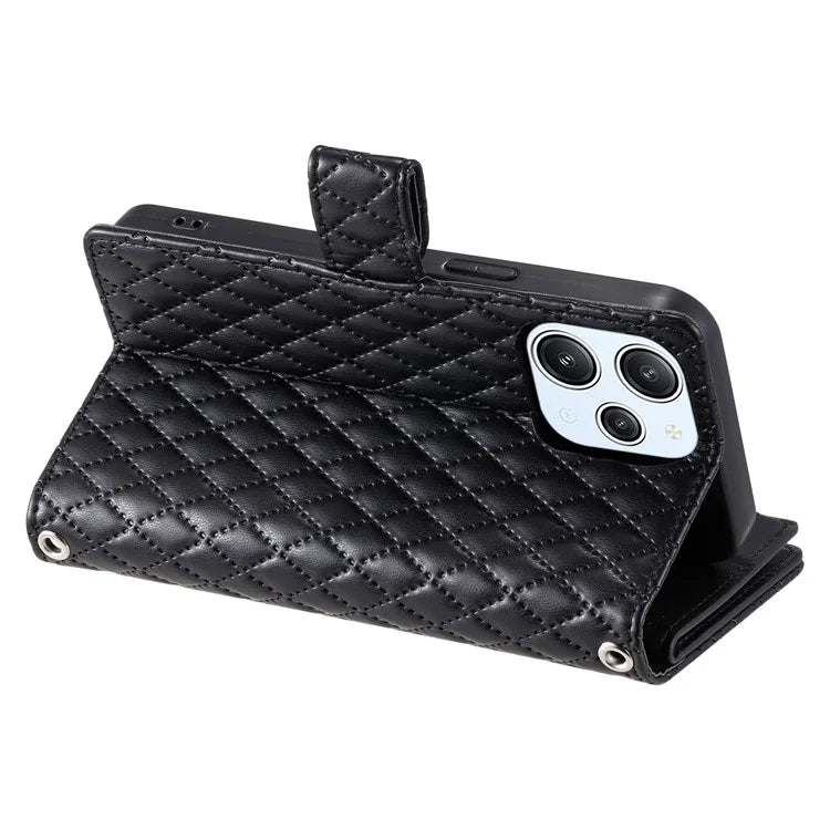 Style 012 for Xiaomi Redmi 13 5G / 13 4G Case Zipper Pocket PU Leather Rhombus Phone Cover