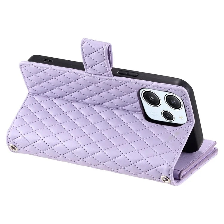 Style 012 for Xiaomi Redmi 13 5G / 13 4G Case Zipper Pocket PU Leather Rhombus Phone Cover