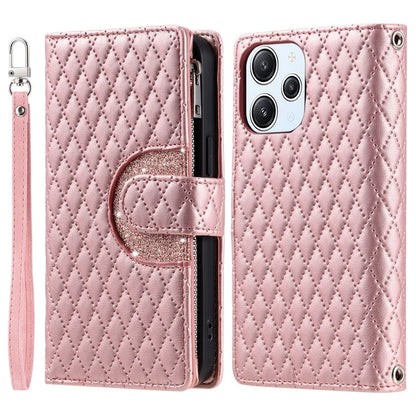 Style 012 for Xiaomi Redmi 13 5G / 13 4G Case Zipper Pocket PU Leather Rhombus Phone Cover