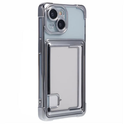 For iPhone 15 Plus Phone Case Card Slot Electroplating TPU Protective Cover