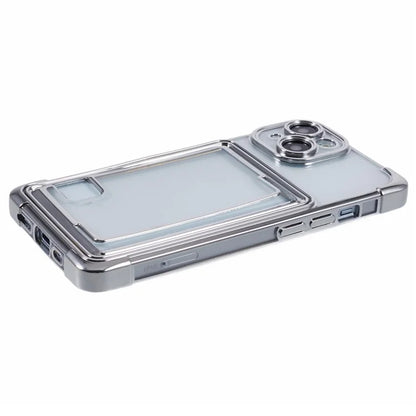 For iPhone 15 Plus Phone Case Card Slot Electroplating TPU Protective Cover