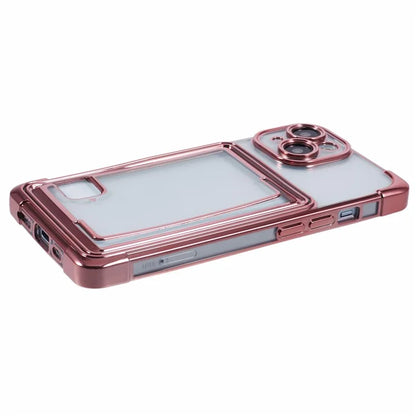 For iPhone 15 Plus Phone Case Card Slot Electroplating TPU Protective Cover