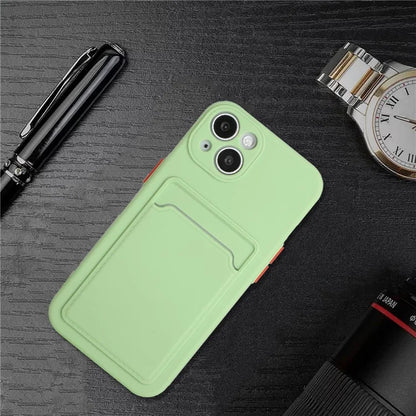 For iPhone 14 Plus Case Card Holder Soft TPU Protective Phone Cover