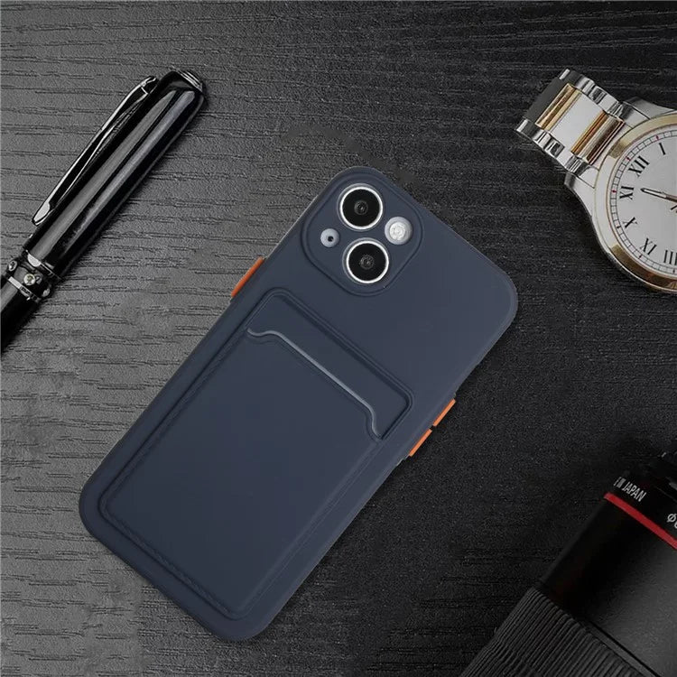 For iPhone 14 Plus Case Card Holder Soft TPU Protective Phone Cover