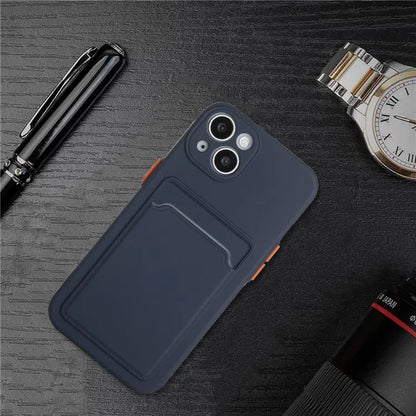 For iPhone 14 Plus Case Card Holder Soft TPU Protective Phone Cover