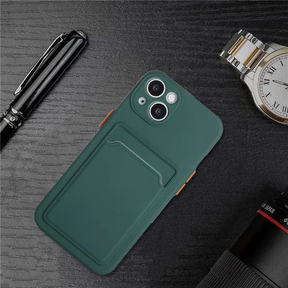 For iPhone 14 Plus Case Card Holder Soft TPU Protective Phone Cover