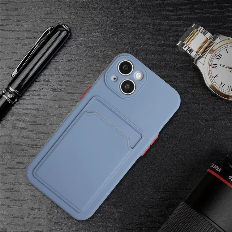 For iPhone 14 Plus Case Card Holder Soft TPU Protective Phone Cover