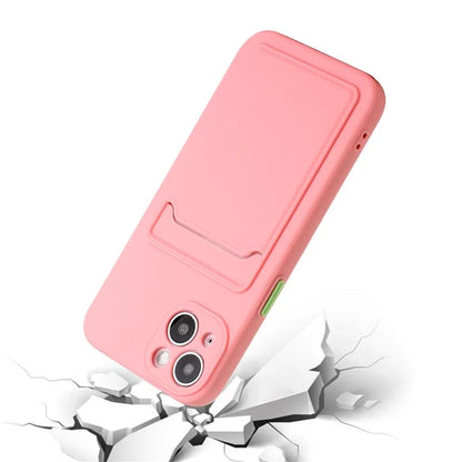 For iPhone 14 Plus Case Card Holder Soft TPU Protective Phone Cover