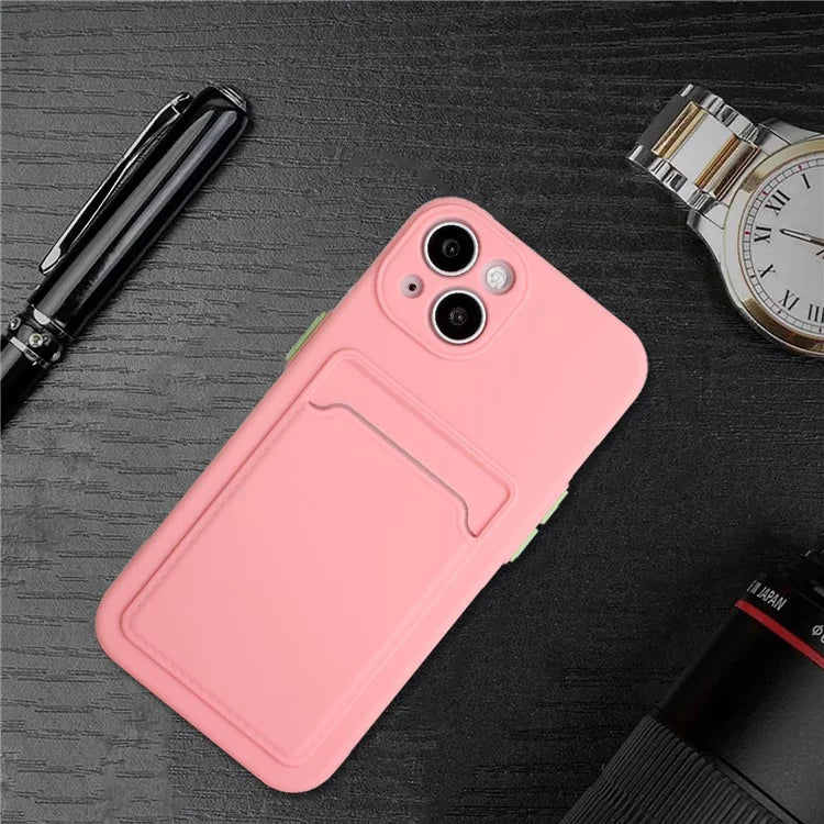 For iPhone 14 Plus Case Card Holder Soft TPU Protective Phone Cover