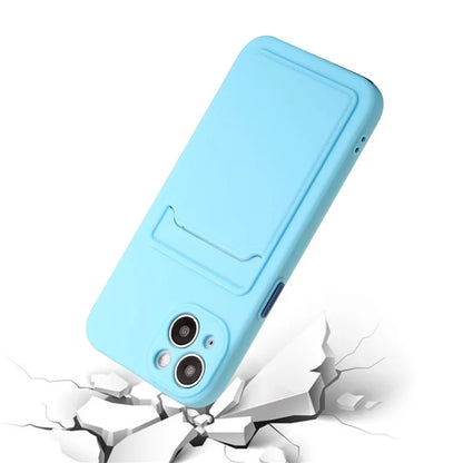 For iPhone 14 Plus Case Card Holder Soft TPU Protective Phone Cover