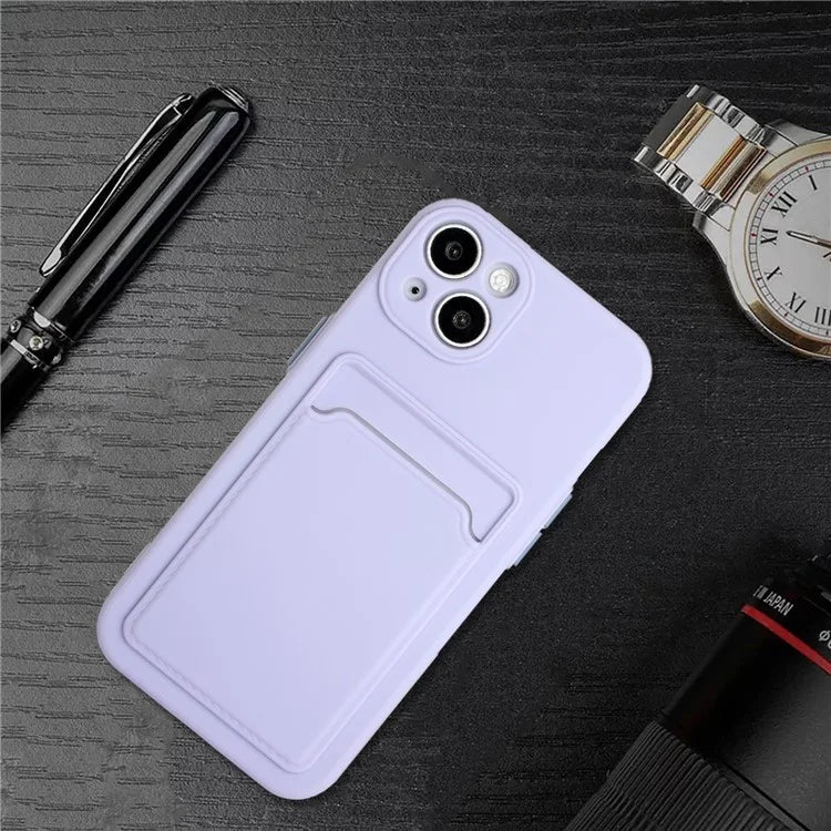 For iPhone 14 Plus Case Card Holder Soft TPU Protective Phone Cover