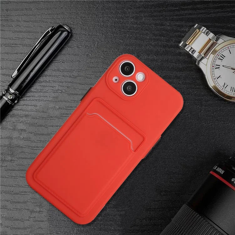 For iPhone 14 Plus Case Card Holder Soft TPU Protective Phone Cover