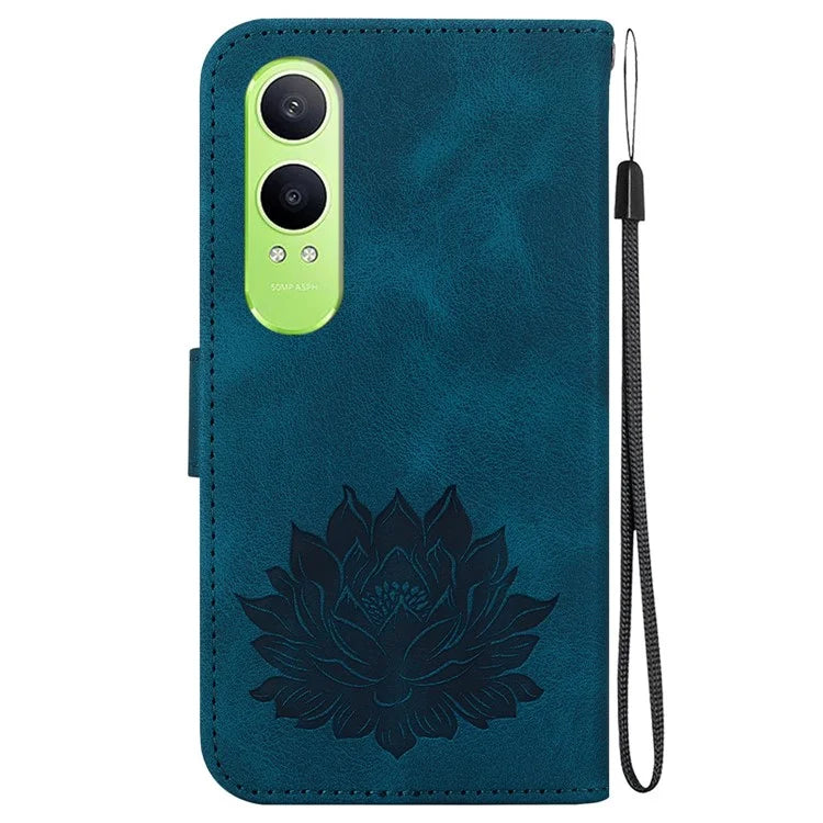 For Oppo K12x 5G (China) / OnePlus Nord CE4 Lite 5G Phone Case Lotus Imprint Leather Stand Wallet Cover