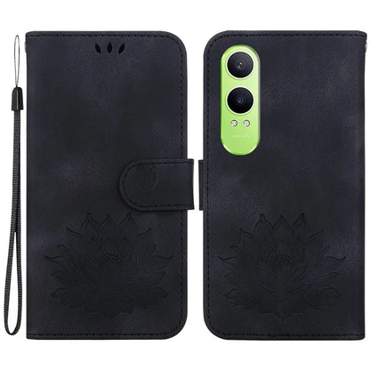 For Oppo K12x 5G (China) / OnePlus Nord CE4 Lite 5G Phone Case Lotus Imprint Leather Stand Wallet Cover