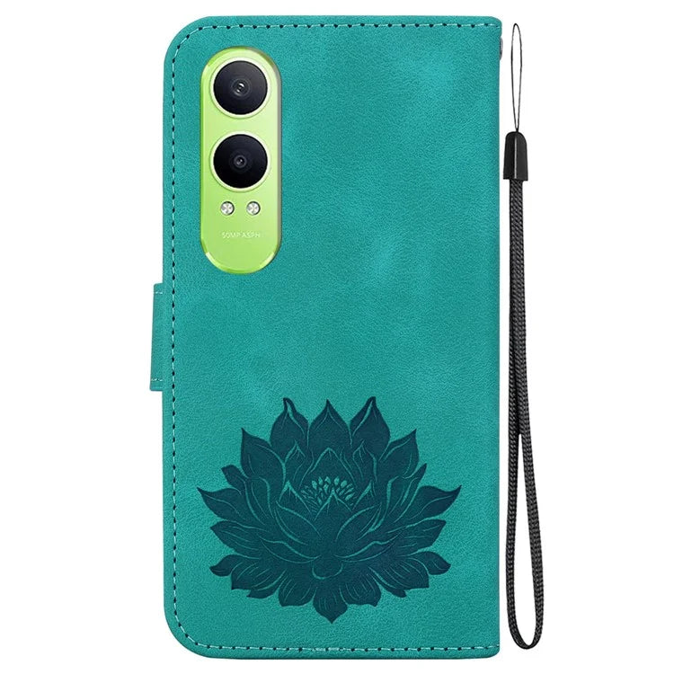 For Oppo K12x 5G (China) / OnePlus Nord CE4 Lite 5G Phone Case Lotus Imprint Leather Stand Wallet Cover