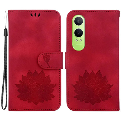 For Oppo K12x 5G (China) / OnePlus Nord CE4 Lite 5G Phone Case Lotus Imprint Leather Stand Wallet Cover