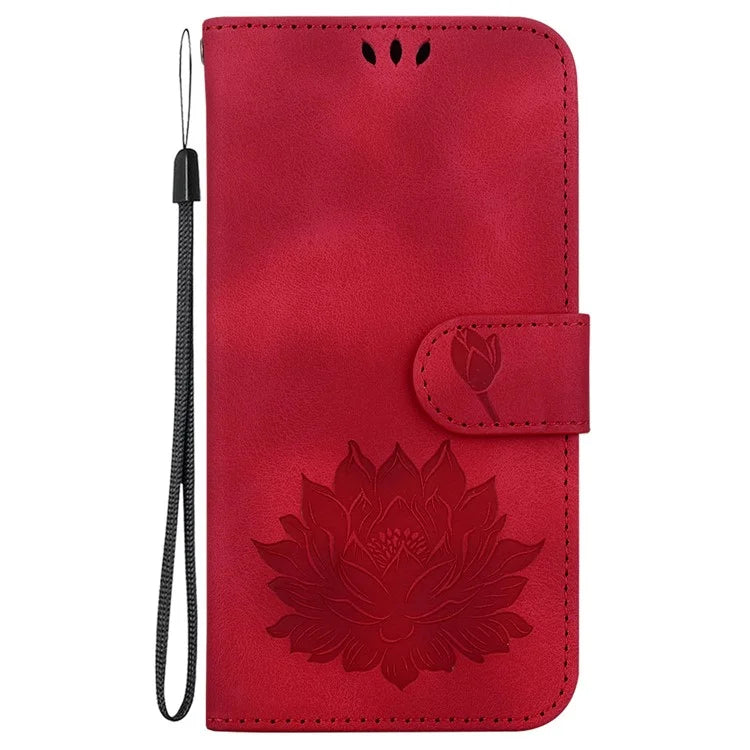 For Oppo K12x 5G (China) / OnePlus Nord CE4 Lite 5G Phone Case Lotus Imprint Leather Stand Wallet Cover