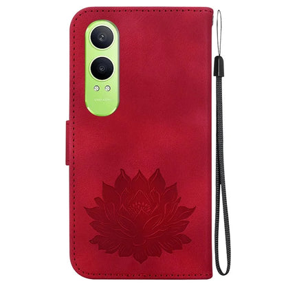 For Oppo K12x 5G (China) / OnePlus Nord CE4 Lite 5G Phone Case Lotus Imprint Leather Stand Wallet Cover