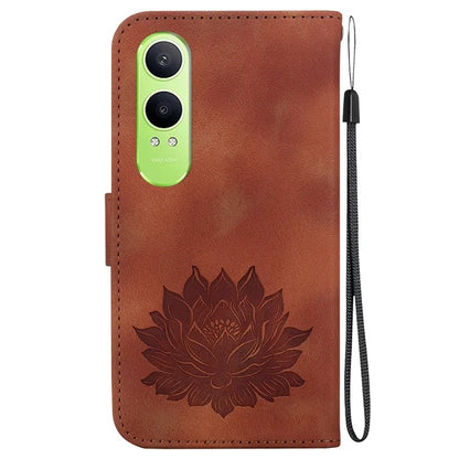 For Oppo K12x 5G (China) / OnePlus Nord CE4 Lite 5G Phone Case Lotus Imprint Leather Stand Wallet Cover
