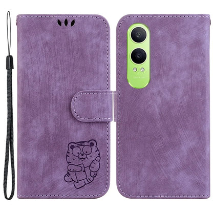 For Oppo K12x 5G (China) / OnePlus Nord CE4 Lite 5G Stand Case Cute Tiger Imprint Leather Wallet Phone Cover