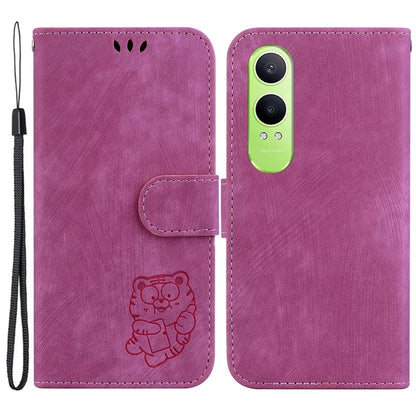 For Oppo K12x 5G (China) / OnePlus Nord CE4 Lite 5G Stand Case Cute Tiger Imprint Leather Wallet Phone Cover
