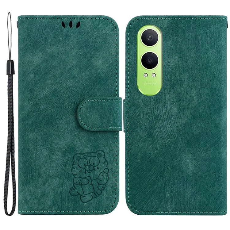 For Oppo K12x 5G (China) / OnePlus Nord CE4 Lite 5G Stand Case Cute Tiger Imprint Leather Wallet Phone Cover