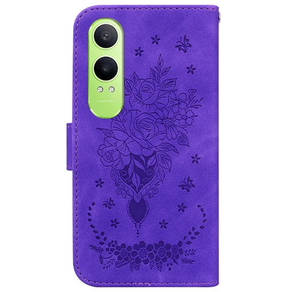 For Oppo K12x 5G (China) / OnePlus Nord CE4 Lite 5G Wallet Case PU Leather Phone Cover Butterfly Flower Imprint