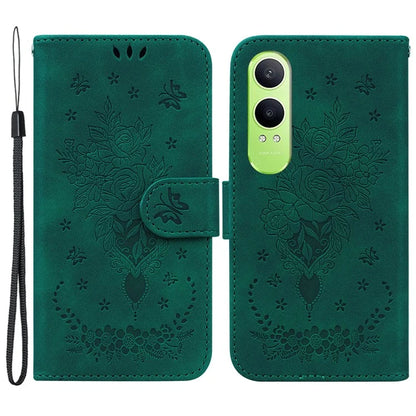 For Oppo K12x 5G (China) / OnePlus Nord CE4 Lite 5G Wallet Case PU Leather Phone Cover Butterfly Flower Imprint