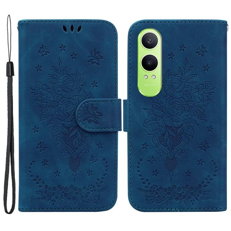 For Oppo K12x 5G (China) / OnePlus Nord CE4 Lite 5G Wallet Case PU Leather Phone Cover Butterfly Flower Imprint