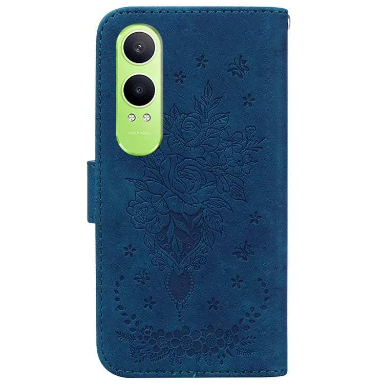 For Oppo K12x 5G (China) / OnePlus Nord CE4 Lite 5G Wallet Case PU Leather Phone Cover Butterfly Flower Imprint