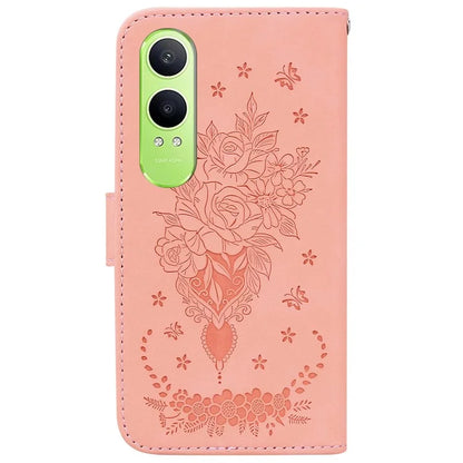 For Oppo K12x 5G (China) / OnePlus Nord CE4 Lite 5G Wallet Case PU Leather Phone Cover Butterfly Flower Imprint