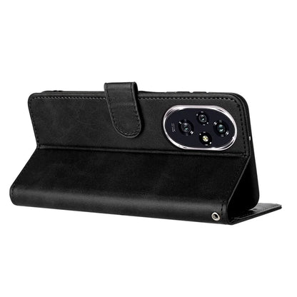 For Honor 200 Pro 5G Case Calf Texture Leather Phone Cover with Wrist Strap