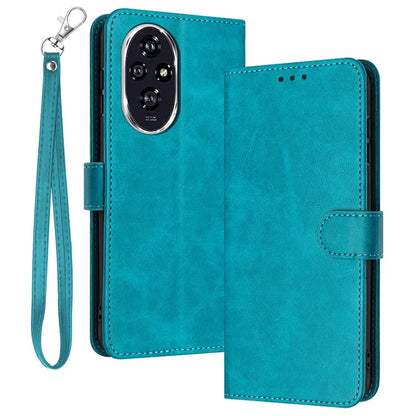 For Honor 200 Pro 5G Case Calf Texture Leather Phone Cover with Wrist Strap