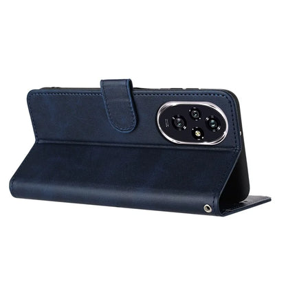 For Honor 200 Pro 5G Case Calf Texture Leather Phone Cover with Wrist Strap